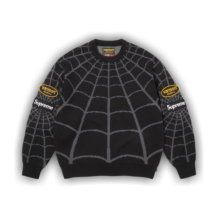 Buy Supreme x Vanson Leathers Spider-Man Sweater 'Black