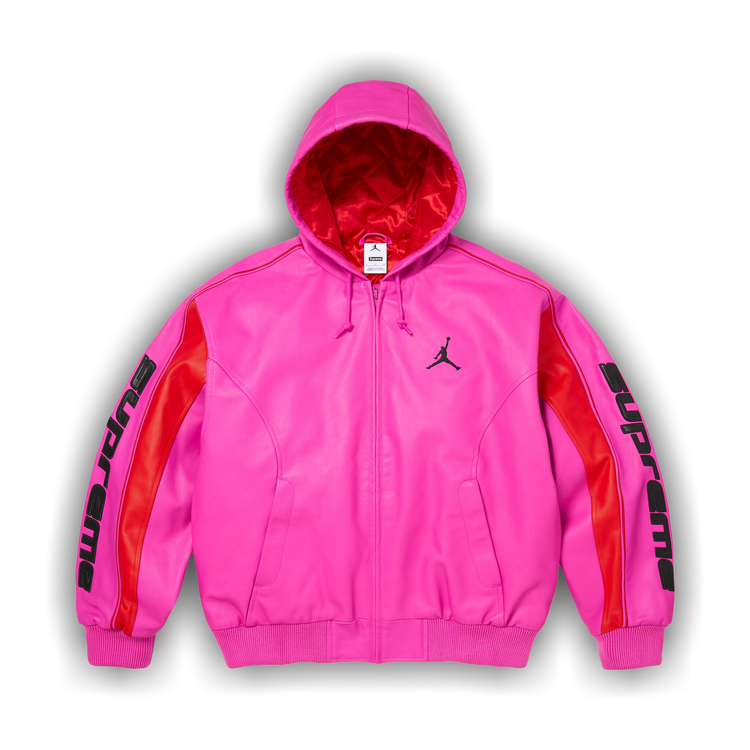 Buy Supreme x Jordan Hooded Leather Jacket 'Pink' - SS26J10 PINK