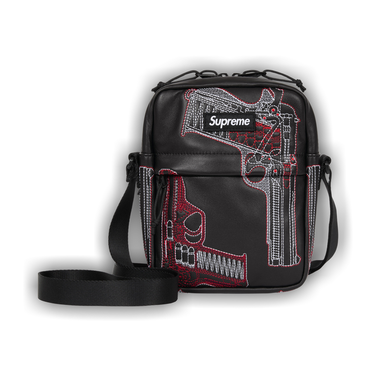 Buy Supreme Guns Embroidered Leather Shoulder Bag 'Black