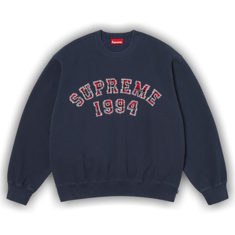 Buy Supreme Plaid Arc Crewneck 'Navy' - SS26SW97 NAVY | GOAT