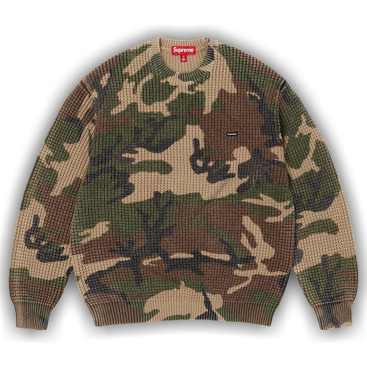 Buy Supreme Washed Small Box Waffle Sweater 'Woodland Camo