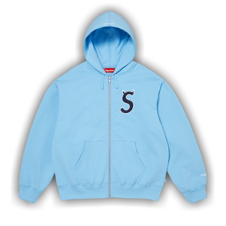 Buy Supreme Devil S Logo Zip Up Hooded Sweatshirt 'Light Blue