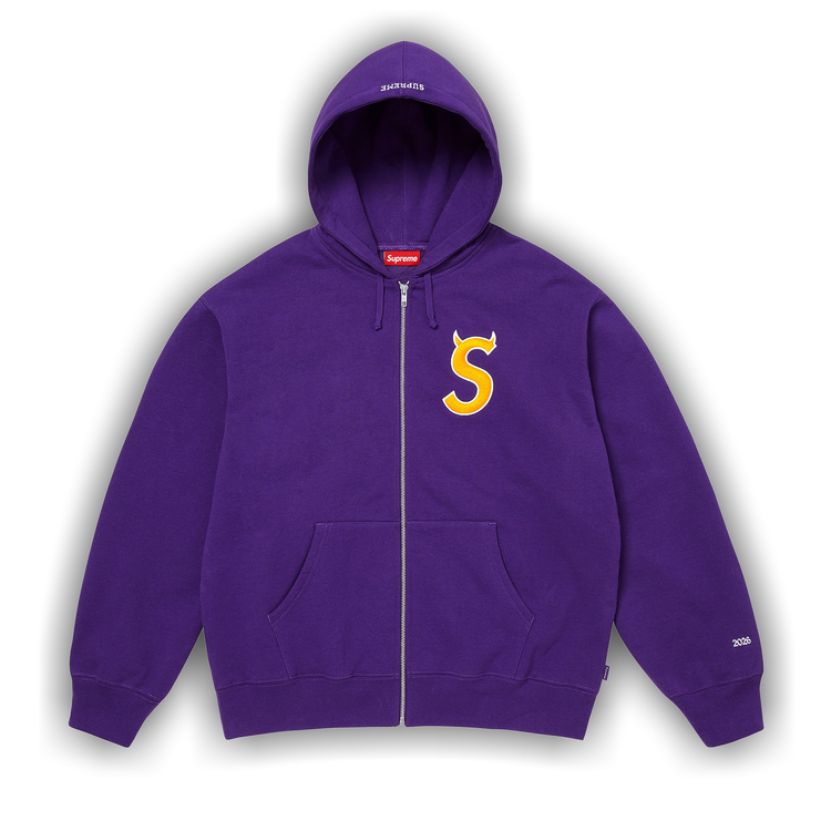 Buy Supreme Devil S Logo Zip Up Hooded Sweatshirt 'Purple