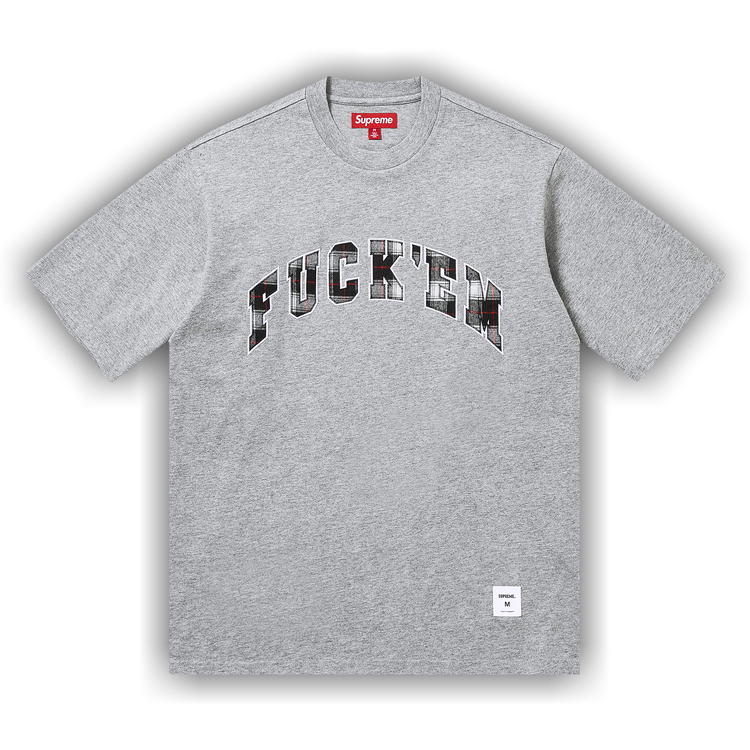 Buy Supreme Fuck Em Plaid Short-Sleeve Top 'Heather Grey
