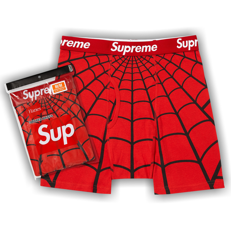 Buy Supreme x Hanes Spider-Man Boxer Briefs (2 Pack) 'Red