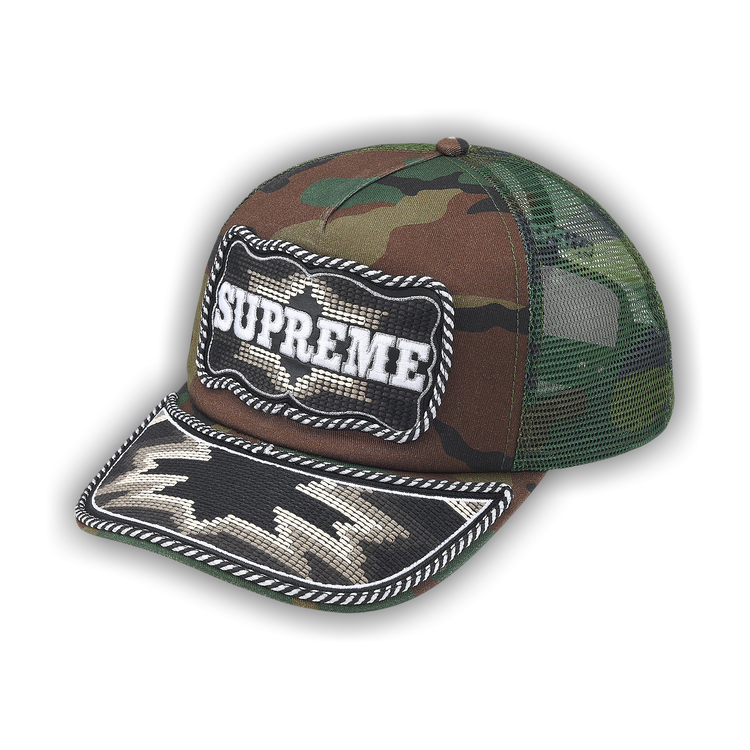 Buy Supreme Western Embroidered Mesh Back 5-Panel 'Woodland Camo