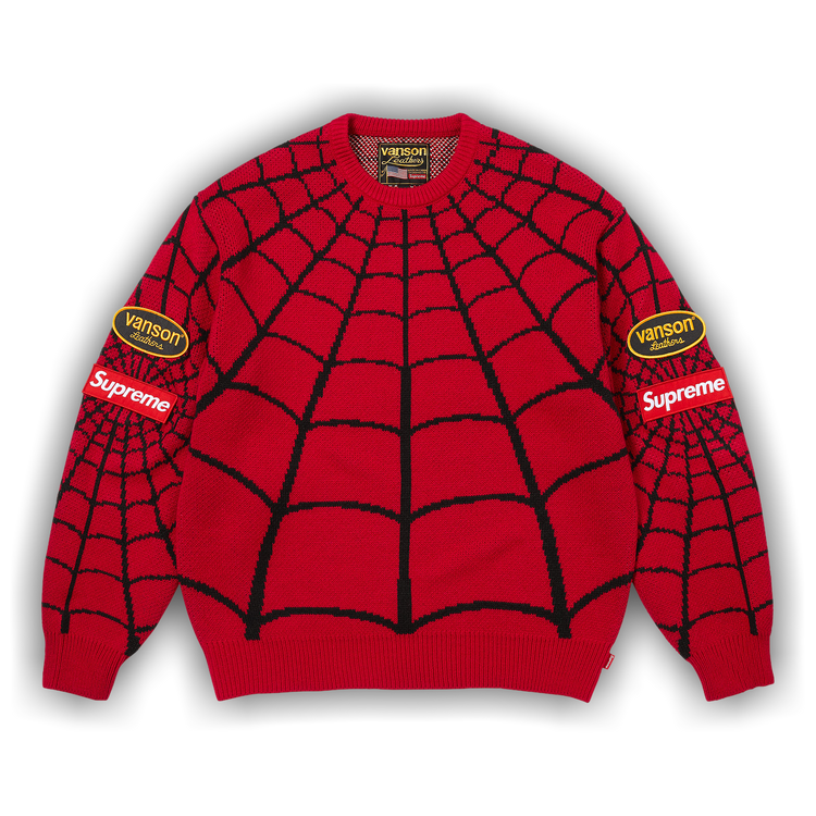 Buy Supreme x Vanson Leathers Spider-Man Sweater 'Red' - SS26SK41