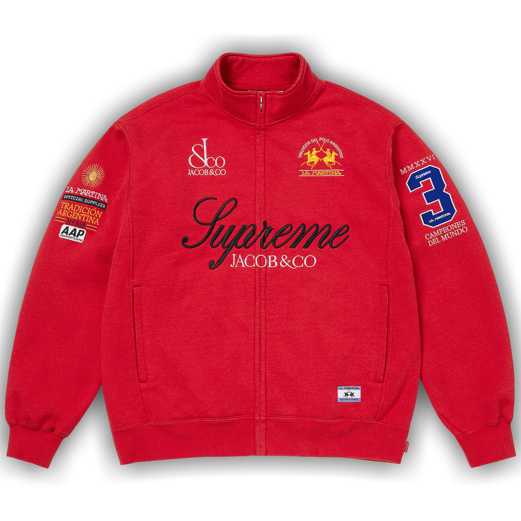Buy Supreme x La Martina x Jacob & Co Zip Up Sweatshirt 'Red