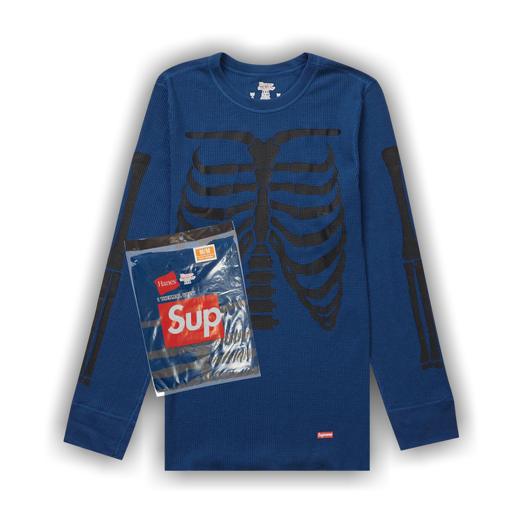Buy Supreme x Hanes Bones Thermal Crew (1 Pack) 'Blue' - FW23A22