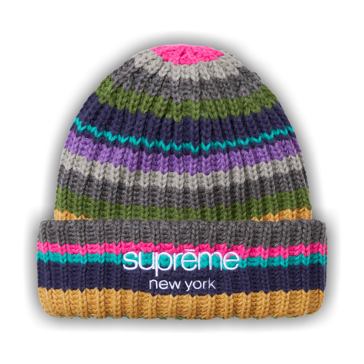 Buy Supreme Classic Logo Chunky Ribbed Beanie 'Multicolor