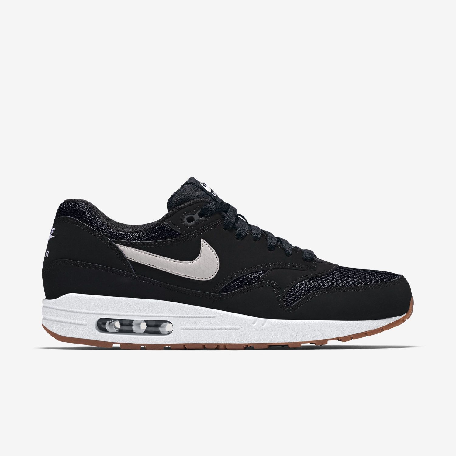 Air max 1 essential black white gum on sale