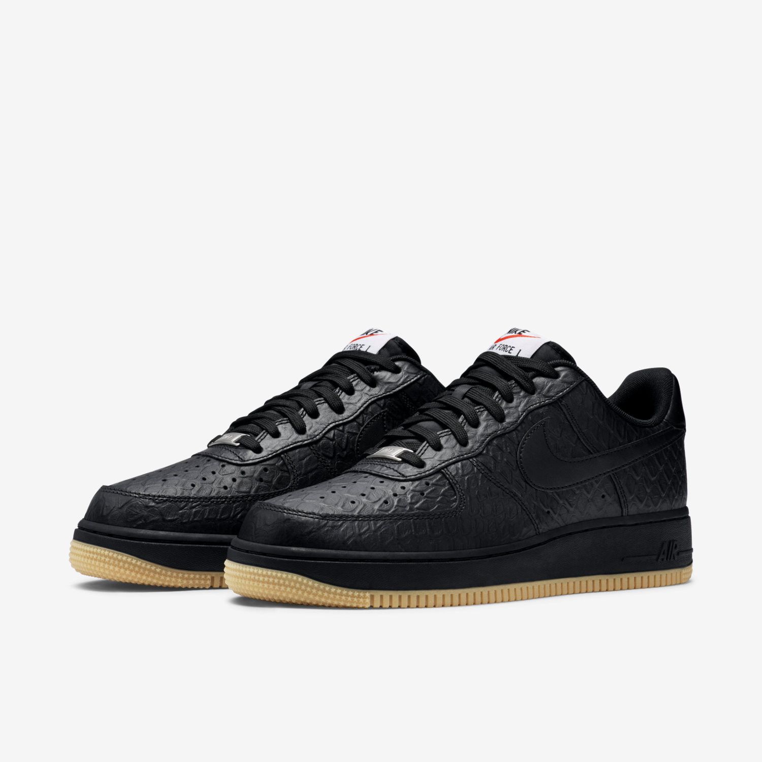 Nike AIR FORCE 1 '07 ブラック 11 Mens Nike Air Force 1 Black Gum Gator Croc 718152-002 Size 11 | eBay