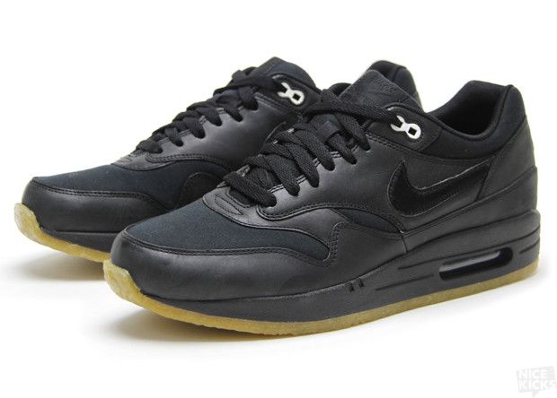 Air max 1 leather black on sale