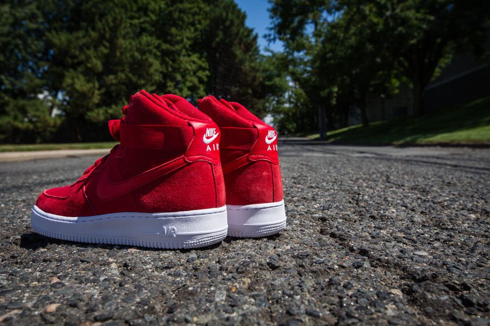 Red suede air force 1 high top top