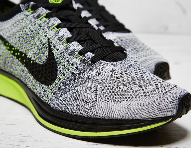 Nike flyknit racer black white volt sale
