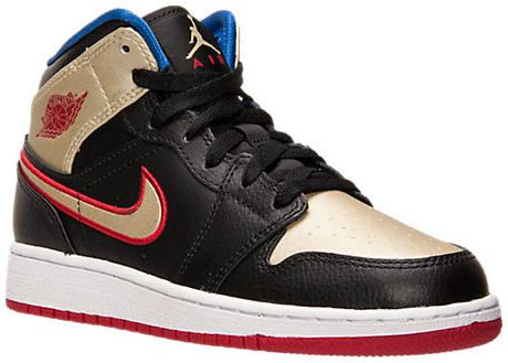 Air Jordan 1 Retro Mid GS Bred Metallic Gold