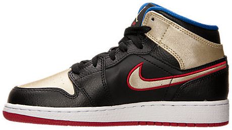 Air Jordan 1 Retro Mid GS Bred Metallic Gold