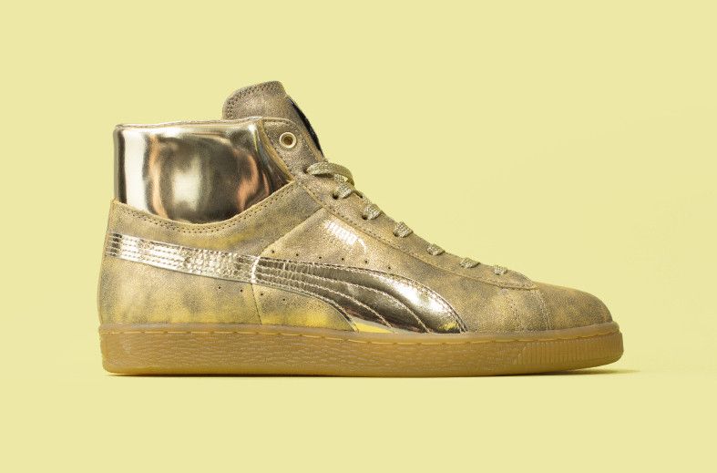 Size 9.0 Meek Mill x Suede Classic Mid 24K Gold
