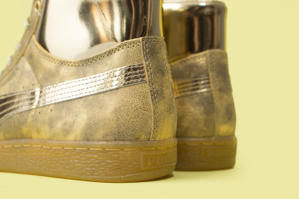 Size 9.0 Meek Mill x Suede Classic Mid 24K Gold
