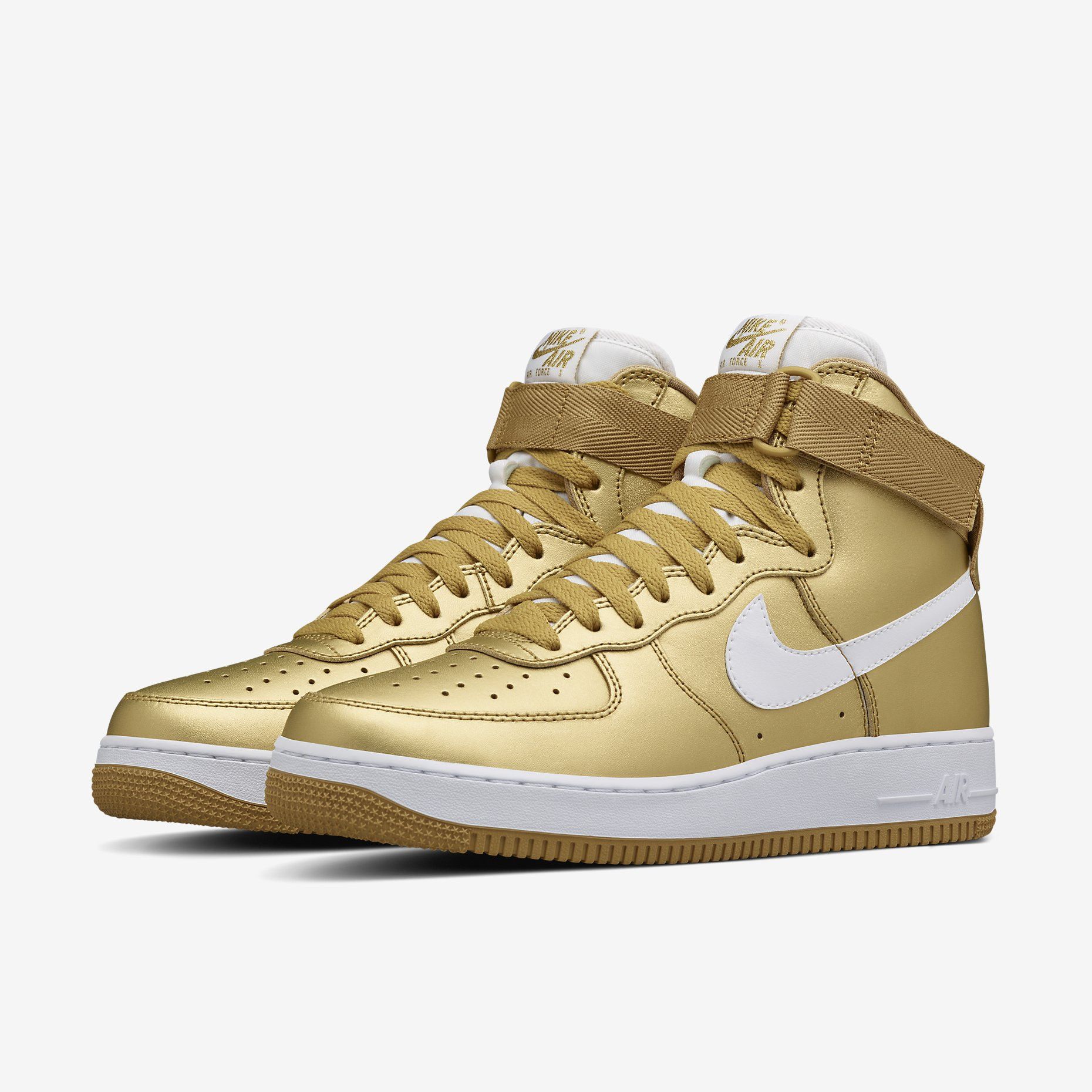 Nike air force 1 high top gold cheap