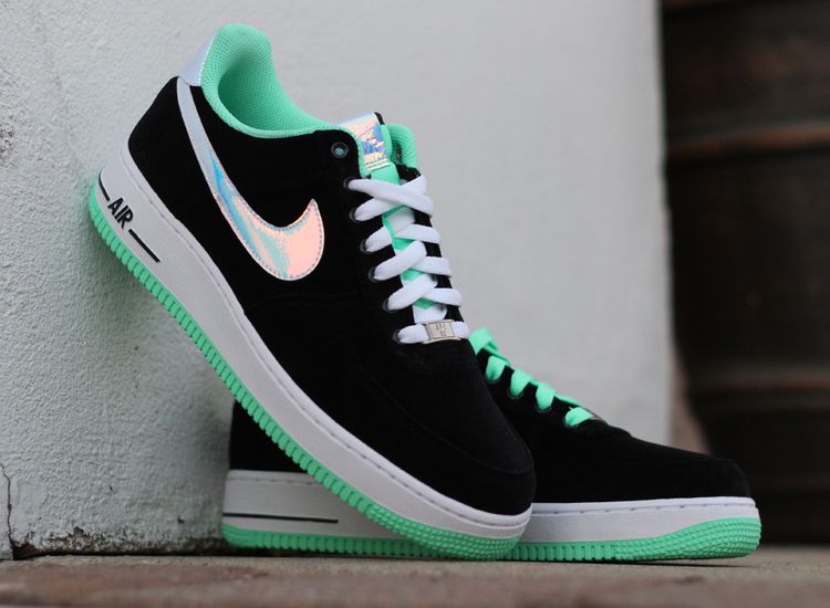 Size 12 - Nike Air Force 1 Low Green Glow Velour 488298-080 NIKE AIR FORCE 1 MENS 488298 080 Size 12 Shiny Silver Green  main image 2
