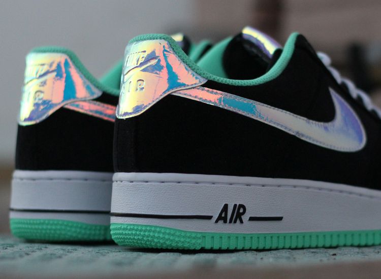 Nike Air Force 1 \'82 Black Velour Shoes Mens 8.5 Green Glow Shiny 498288-080 Buy Nike Air Force 1 Low  main image 4