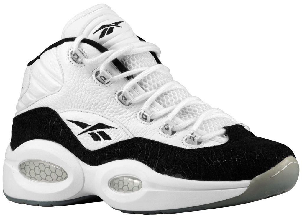 Reebok question mid white and black hot sale