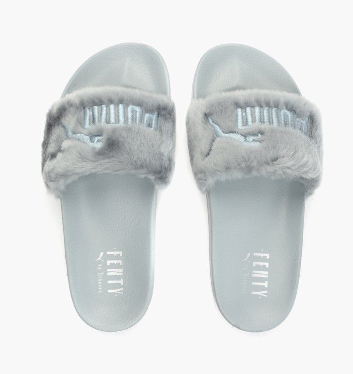 Puma fur slides grey on sale