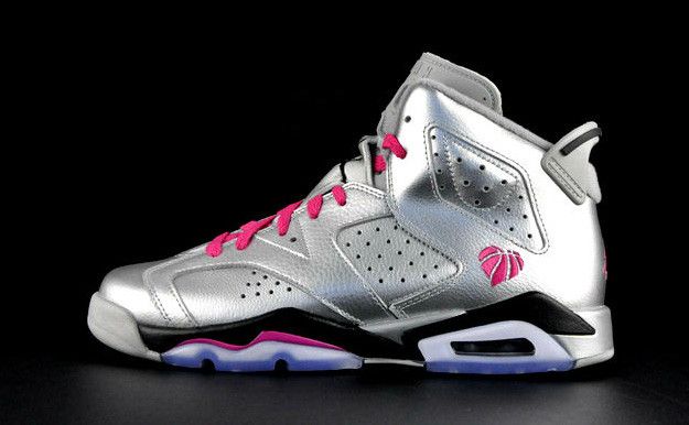 Pink and silver jordans outlet