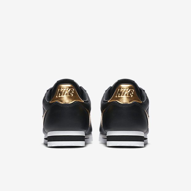 Nike classic cortez se black metallic gold sale