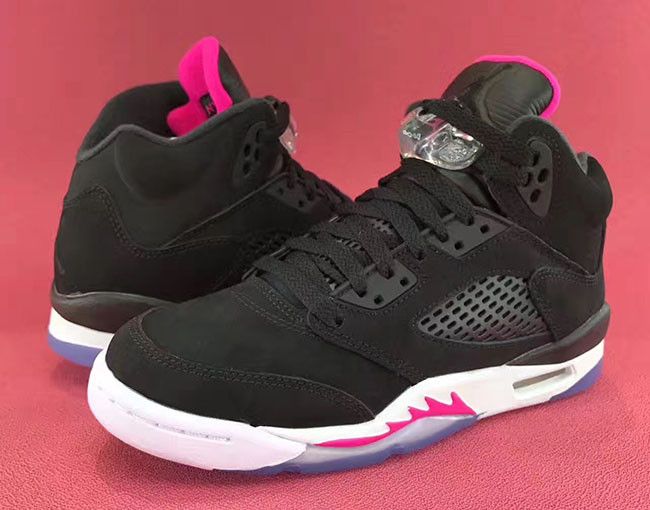 Jordan retro 5 pink and black deals