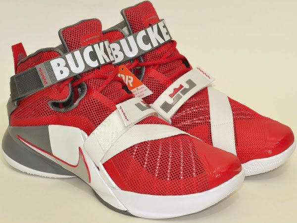 Size 9.0 LeBron Soldier 9 Premium Ohio State Buckeyes