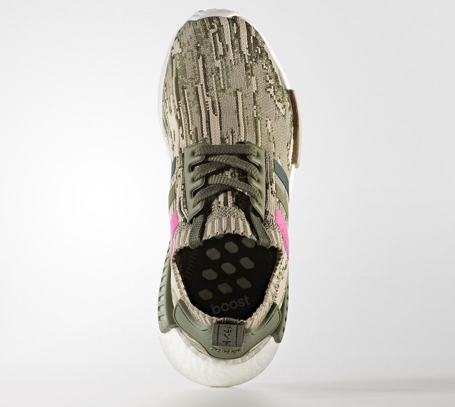 Size 6.0 Wmns NMD R1 Primeknit Green Glitch Camo