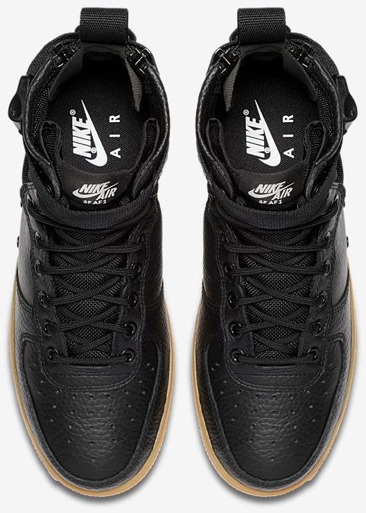 Sf air force 1 mid black gum top