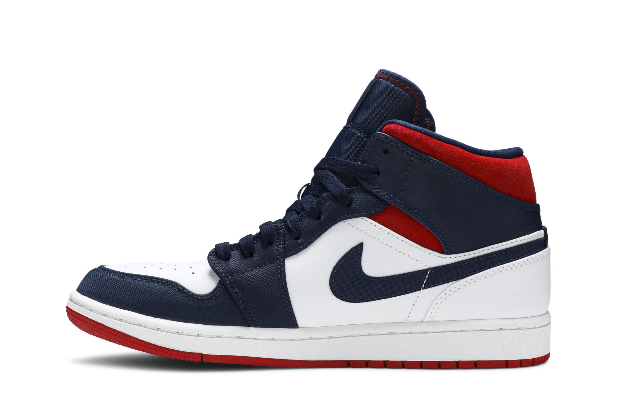 Red blue and white jordans 1 sales