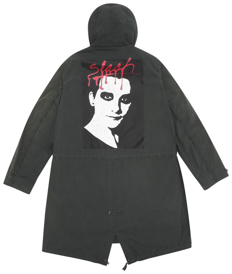 Undercover Slash Fur Fishtail Parka Dark Green