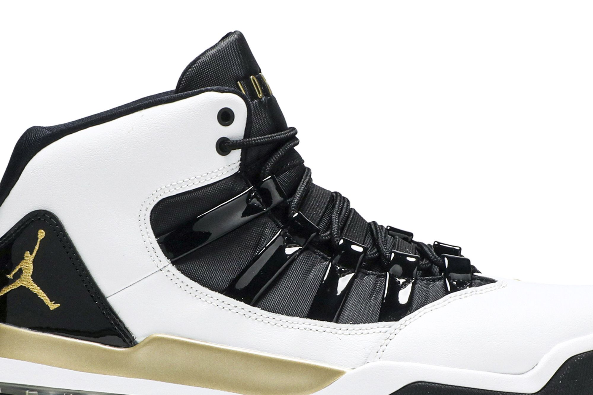 Jordans gold black and white discount
