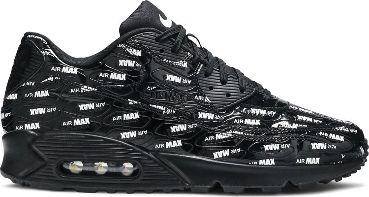 Nike Air Max 90 Premium Leather Mens Sz 9.5 Black/Black/White 700155-015