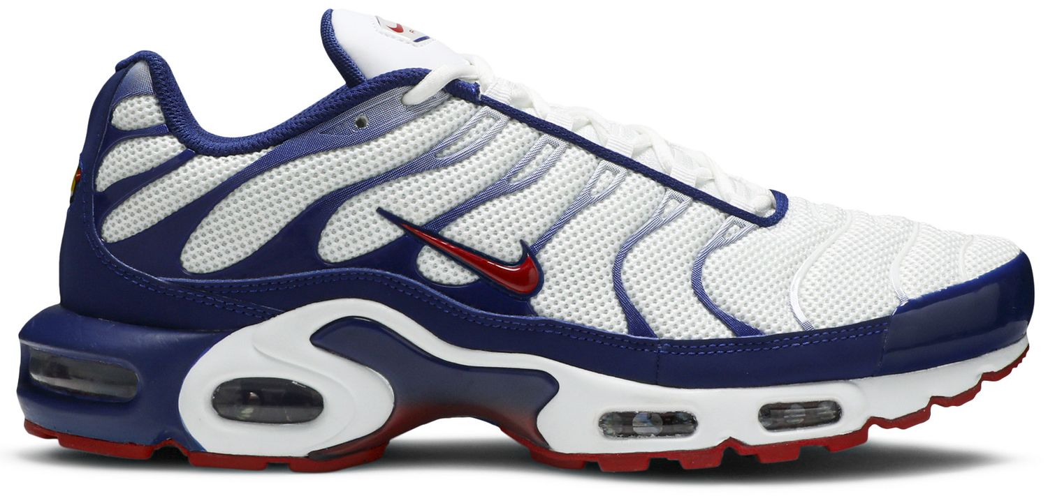 red and white air max plus