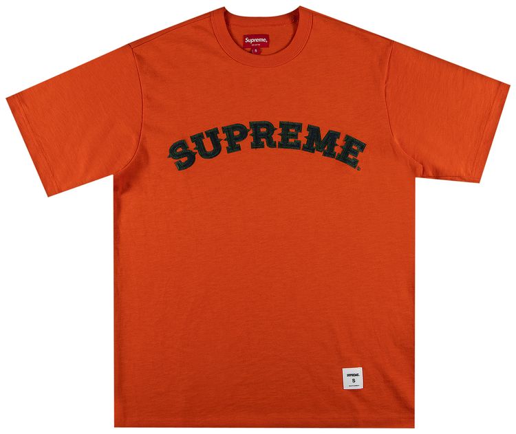 Supreme Plaid Applique Short Sleeve Top Orange
