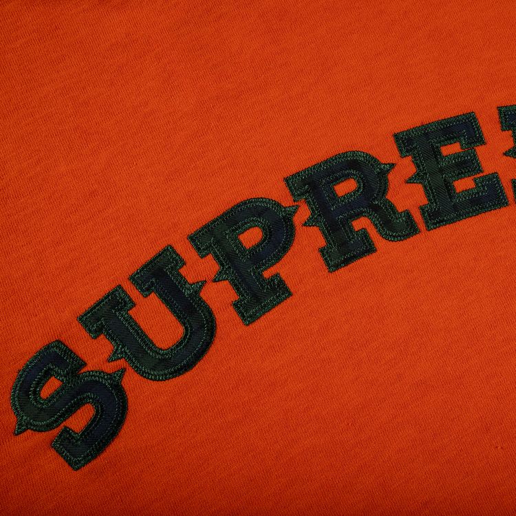 Supreme Plaid Applique Short Sleeve Top Orange