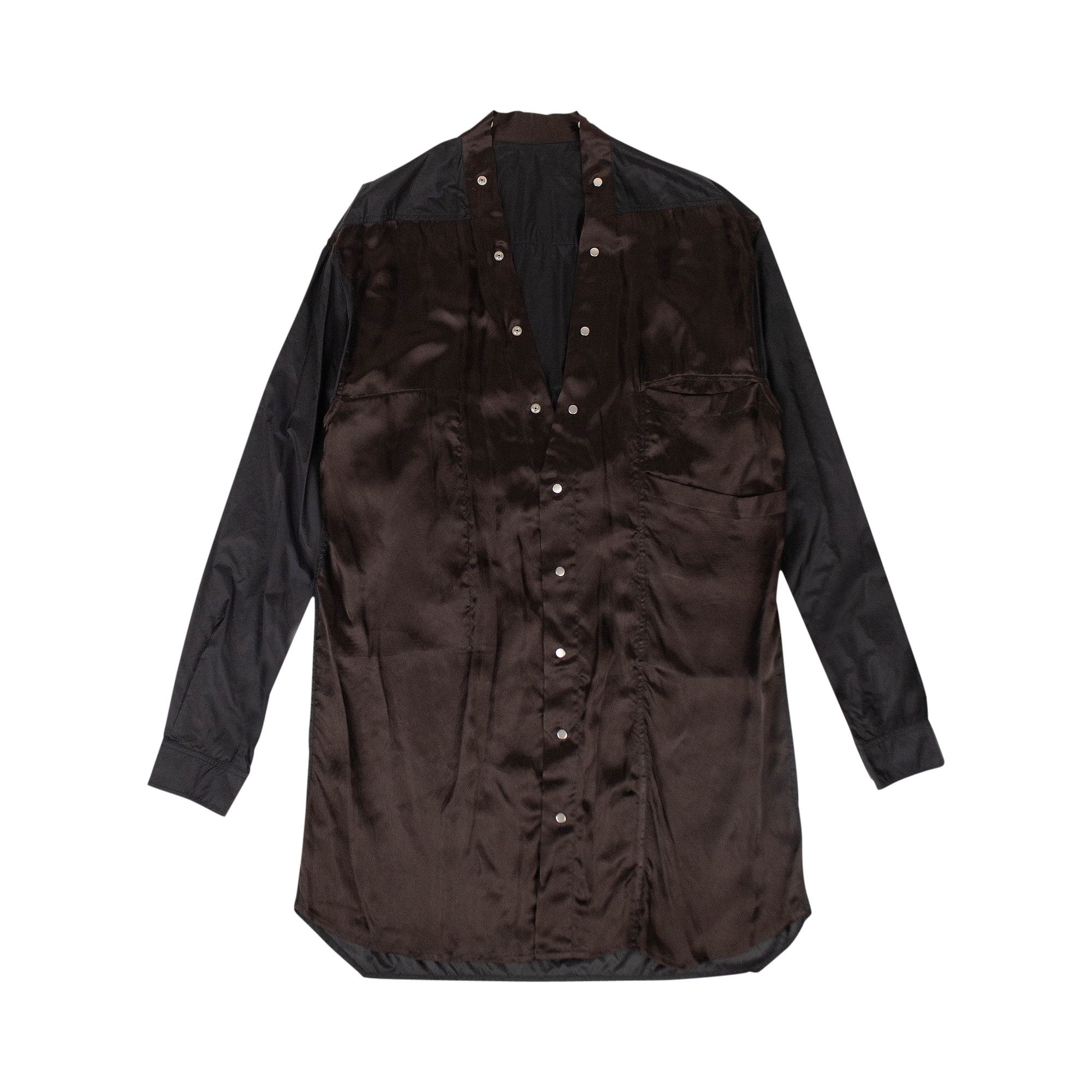 Buy Rick Owens Cupro Snaps Shirt 'Black/Brown' - RR19F4200 ONZ
