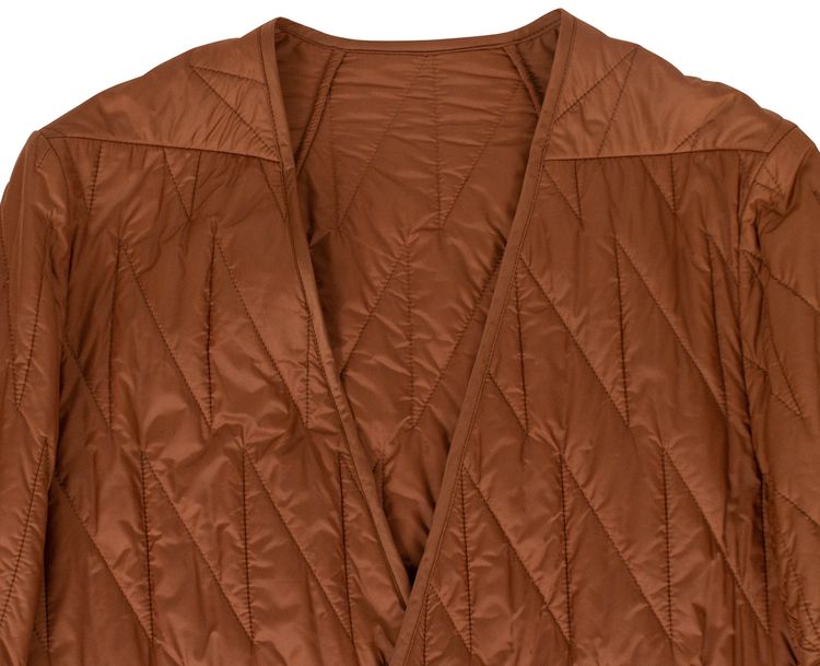 Rick Owens Long Quilted Liner Jacket Rust