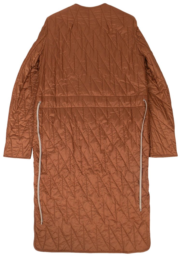 Rick Owens Long Quilted Liner Jacket Rust