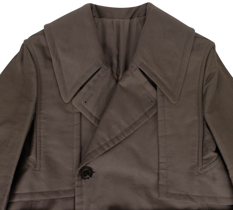 Rick Owens Woven Della Long Trench Coat Dust