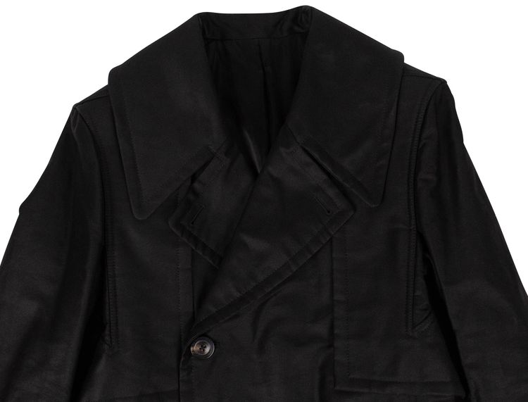 Rick Owens Woven Della Long Trench Coat Black