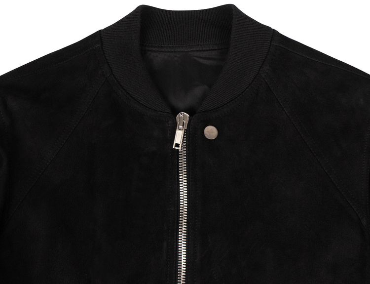 Rick Owens Lamb Leather Raglan Bomber Jacket Black