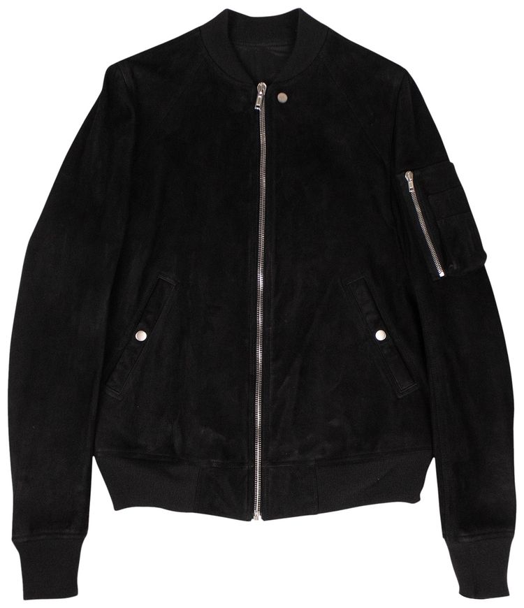 Rick Owens Lamb Leather Raglan Bomber Jacket Black
