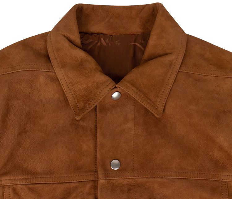 Rick Owens Suede Worker Jacket Rust Brown