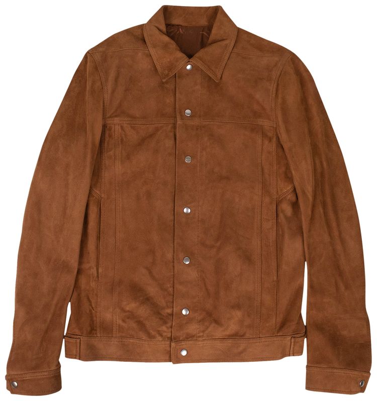 Rick Owens Suede Worker Jacket Rust Brown